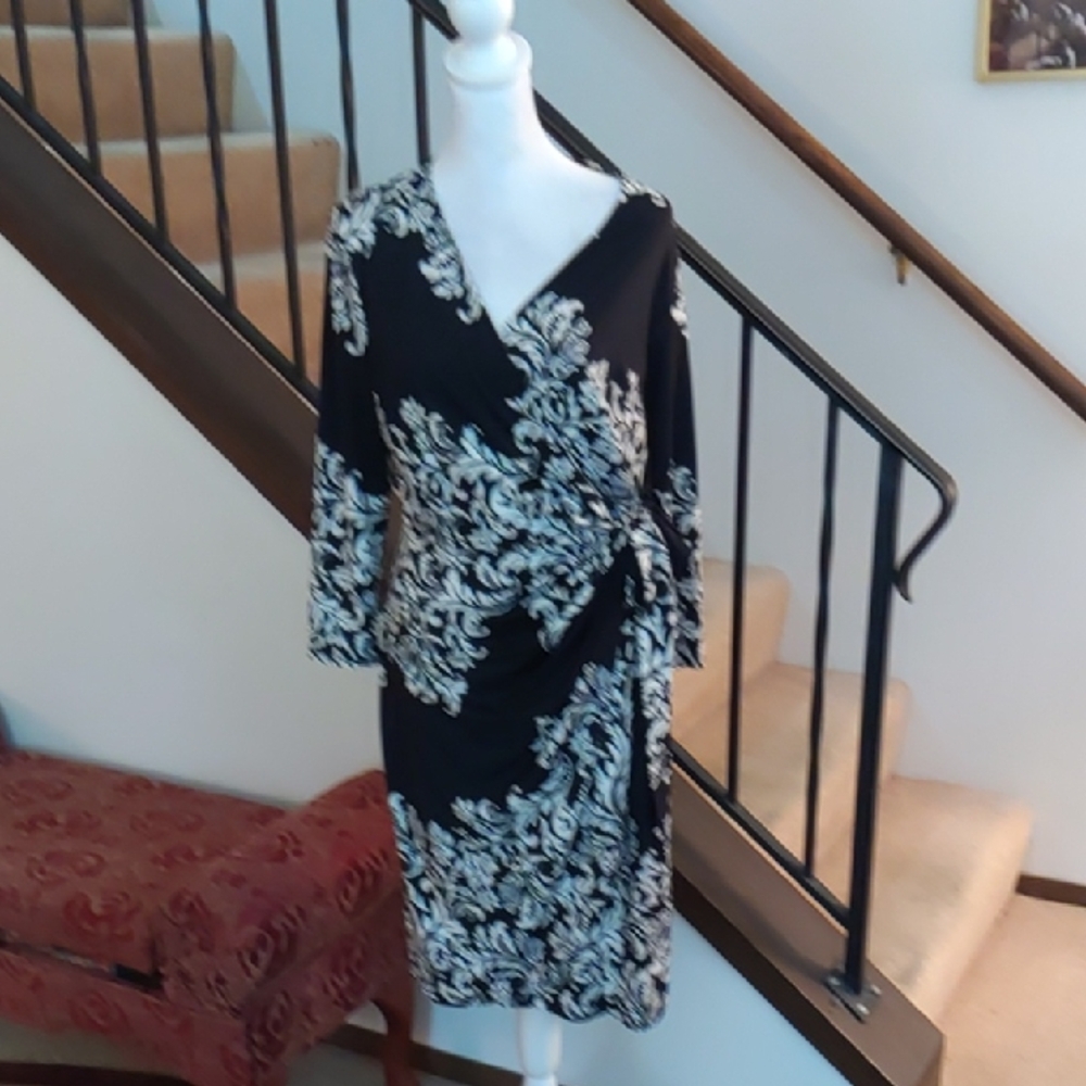 INC International Concepts Black and White Floral Dress